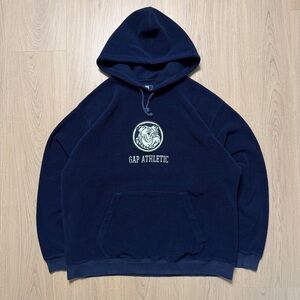 Vintage GAP Athletics Bull Dog Long Sleeve Fleece Sweatshirt Hoodie Mens Large